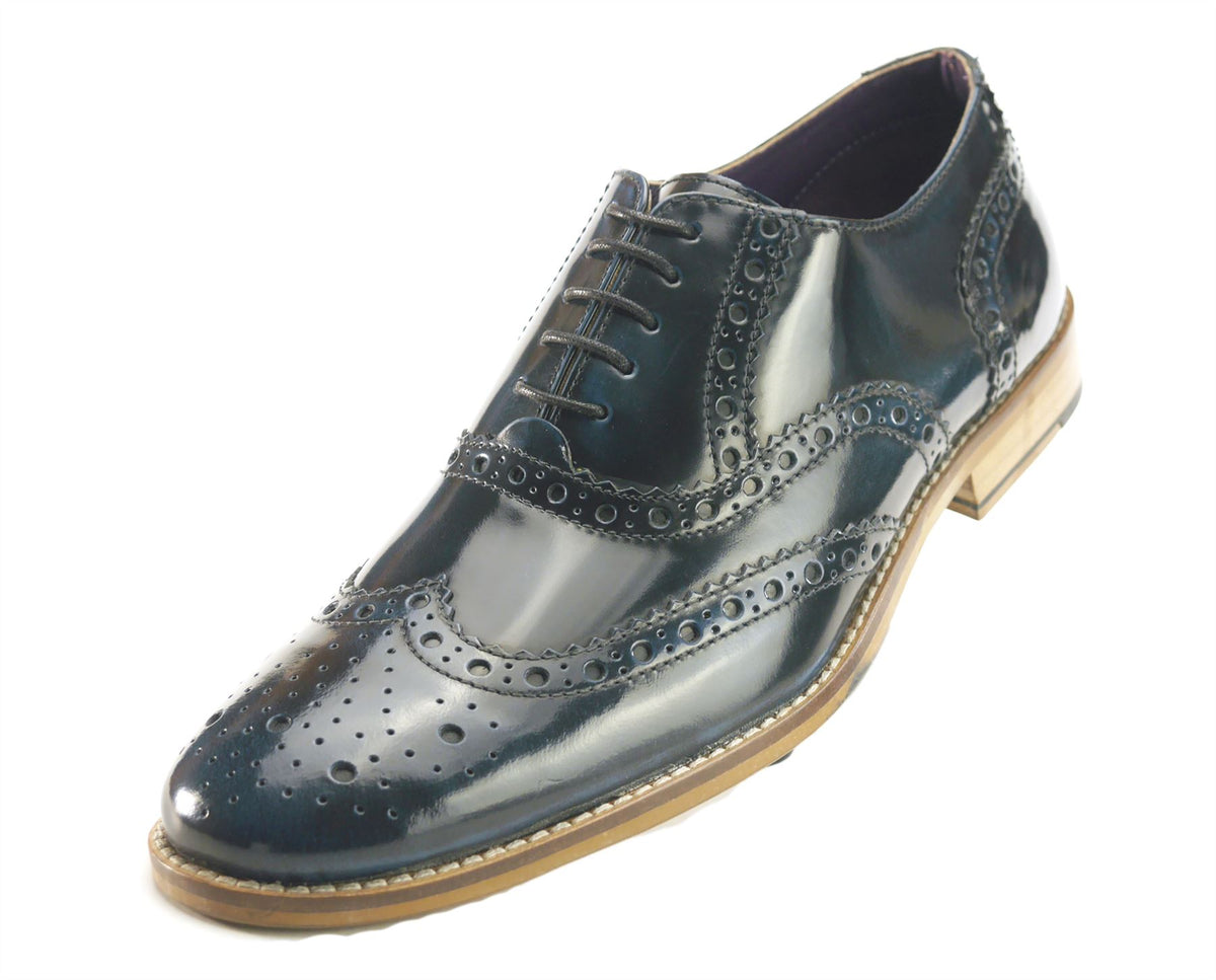 Frank James Newman Men's Leather Hi Shine Formal Brogue Shoes