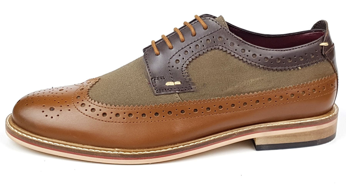 Frank James Lambeth Men's Two Tone Leather Canvas Brogue Shoes