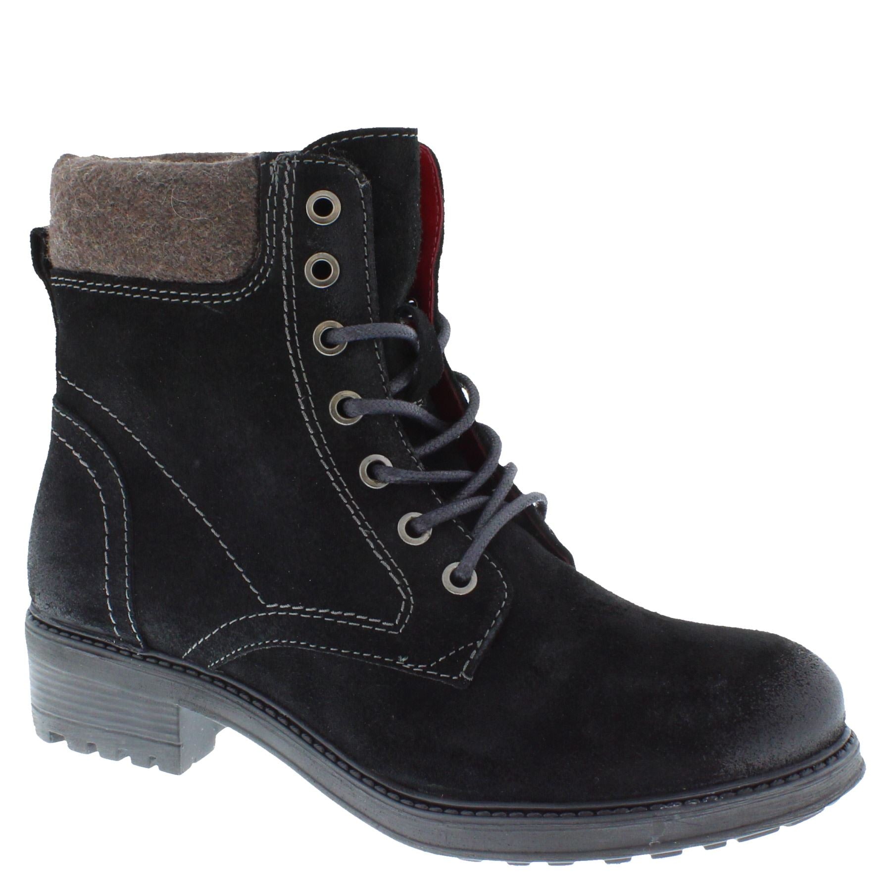 Frank James Warwick Women's Suede Leather Lace Up Block Heel Ankle