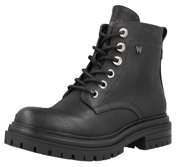 Wrangler Courtney Women's Leather Lace Up Biker Boots