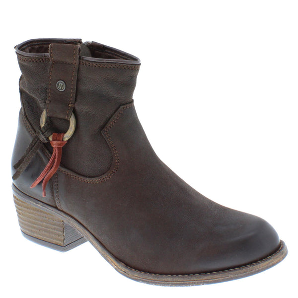 Wrangler Carson Ring Women's Leather Western Ankle Boots