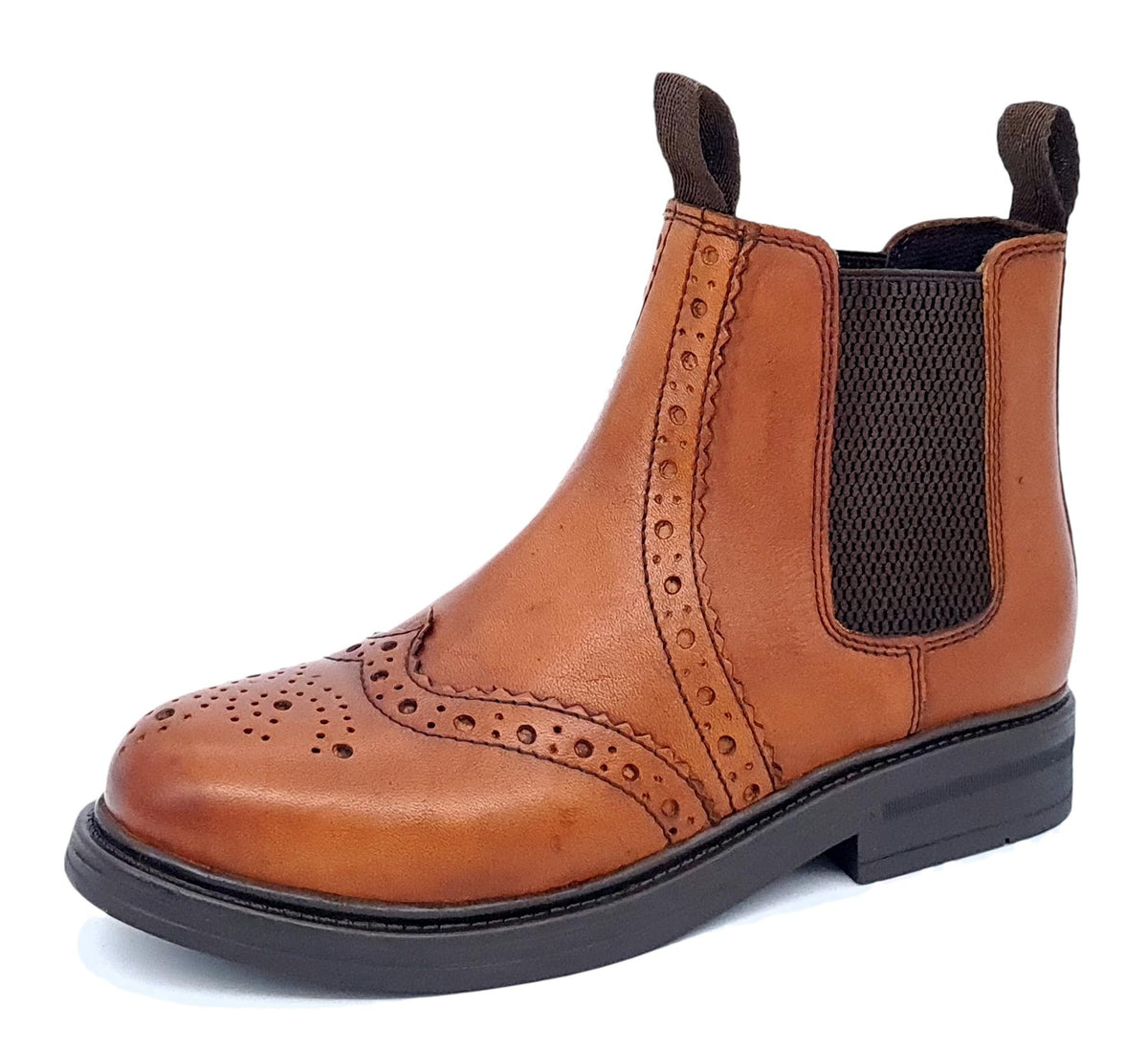 Frank James Wrexham Kids Leather Pull On Brogue Chelsea Boots