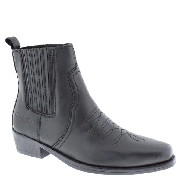 Wrangler Tex Mid Men's Leather Pull On Cowboy Chelsea Boots