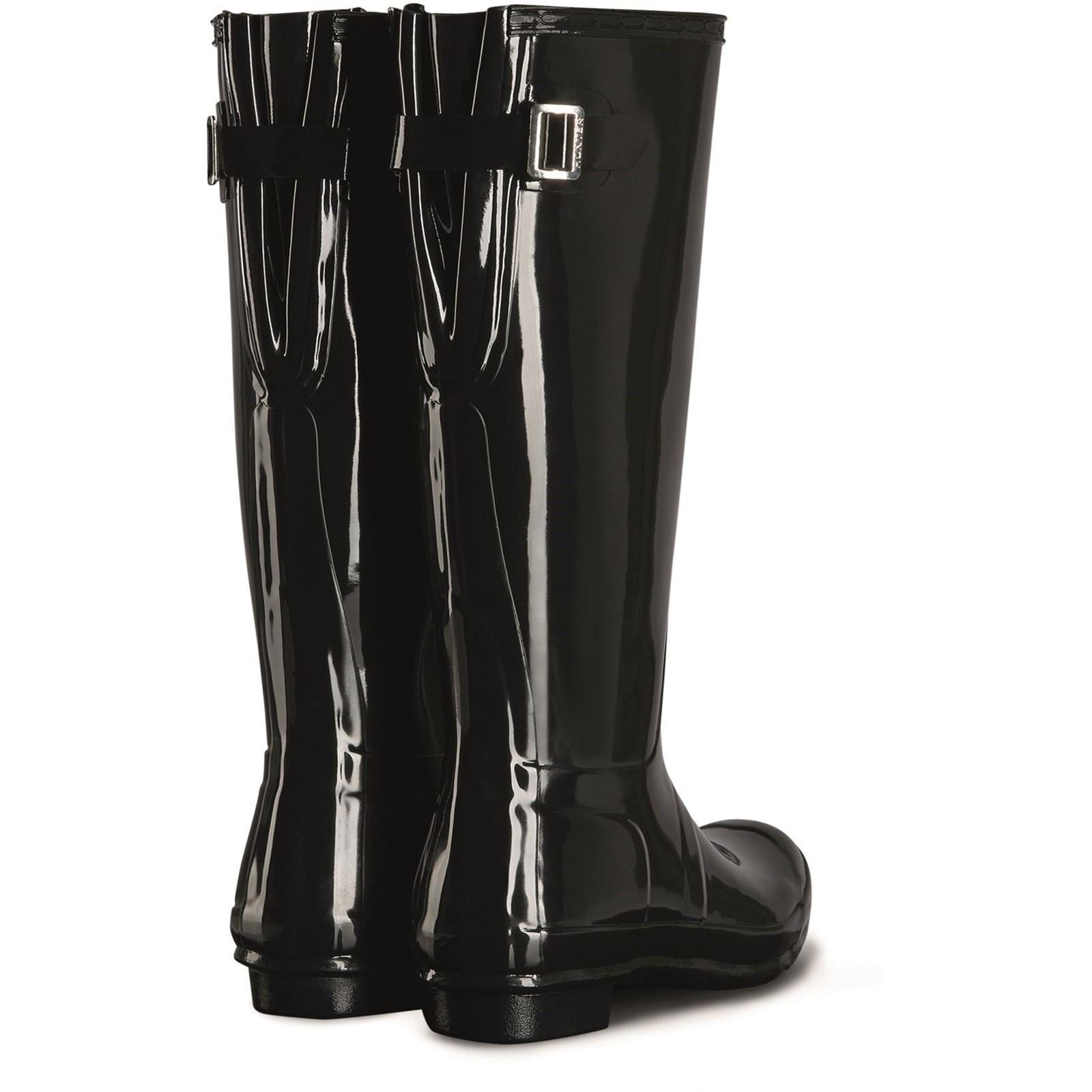 Hunter Women s Tall Back Adjustable Gloss Wellington Boots Wellington Warehouse