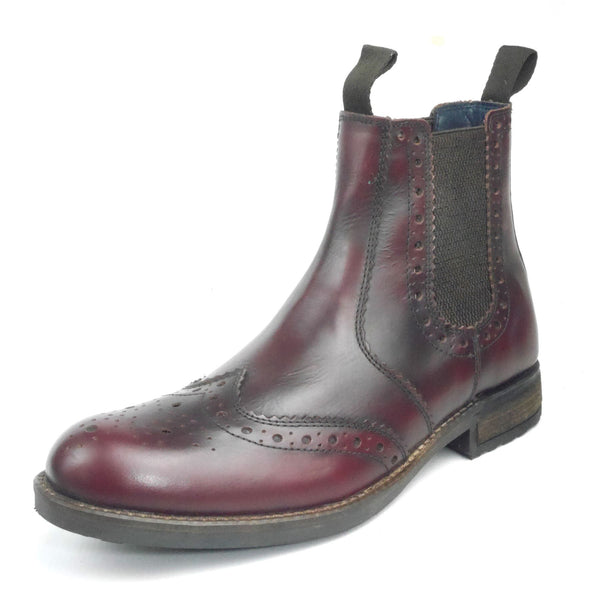 Frank James Chepstow Men's Leather Brogue Chelsea Dealer Cleated Sole Boots
