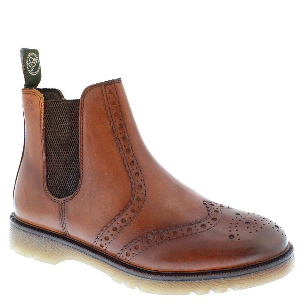 Frank James Warkton Men's Leather Pull On Brogue Chelsea Boots