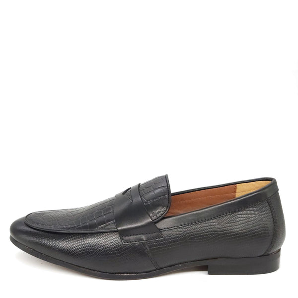 HX London Sutton Textured Penny Leather Loafers