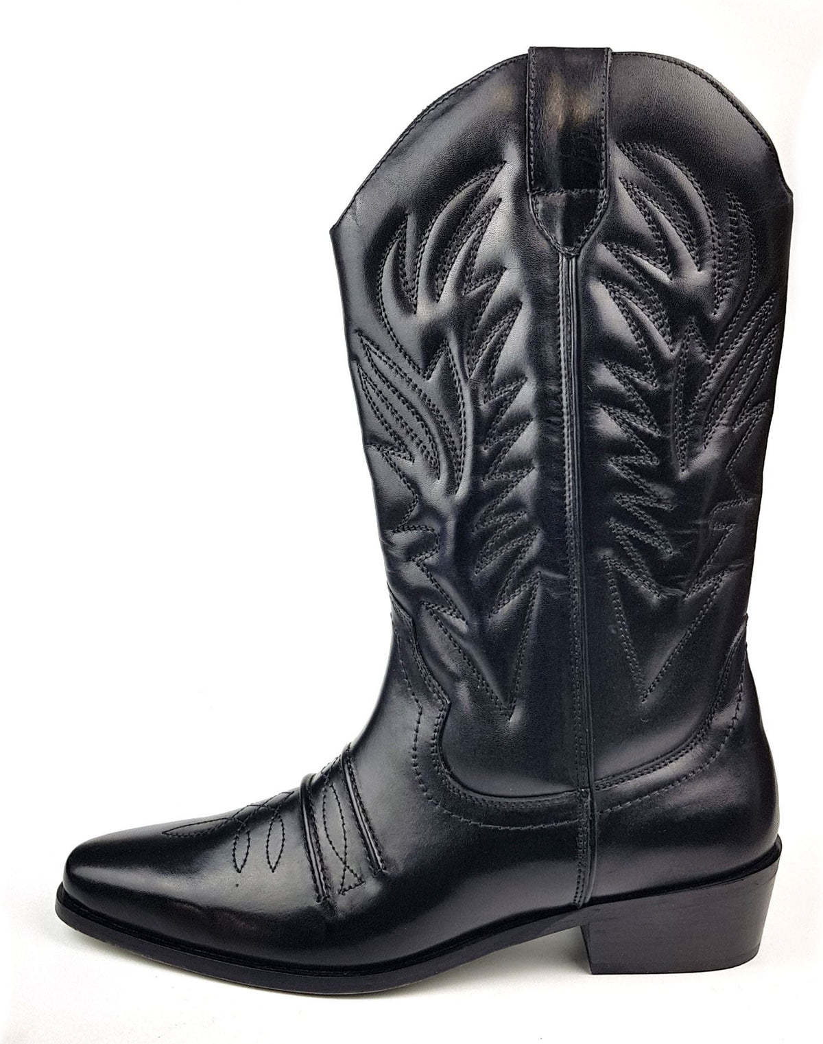 Woodland Cowboy Western Leather Long Calf Boots