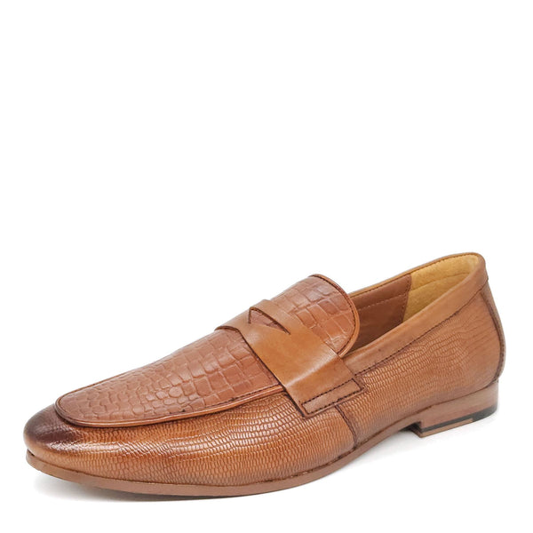 HX London Sutton Textured Penny Leather Loafers