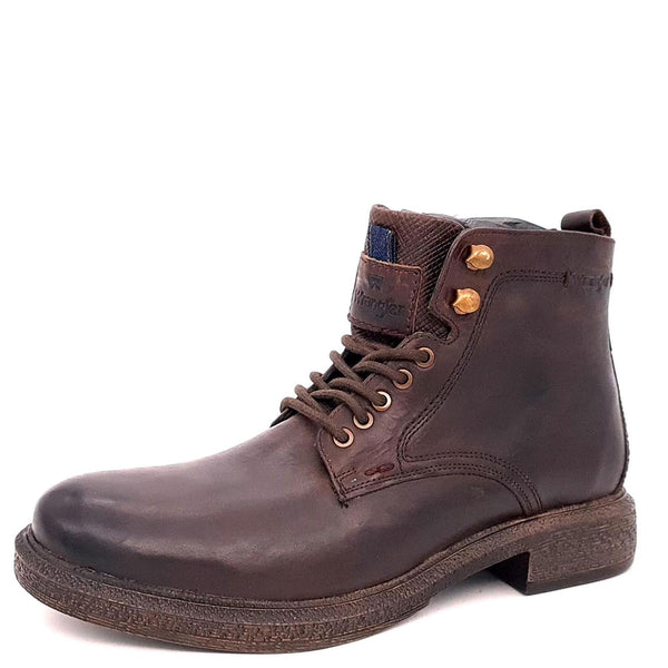 Wrangler Custom Men's Leather Lace Zip Up Combat Boots