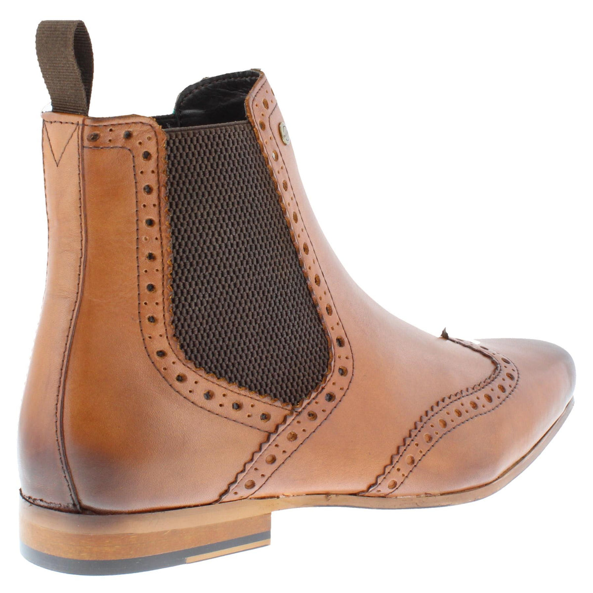 HX London Harlow Men's Leather Pointed Brogue Chelsea Boots