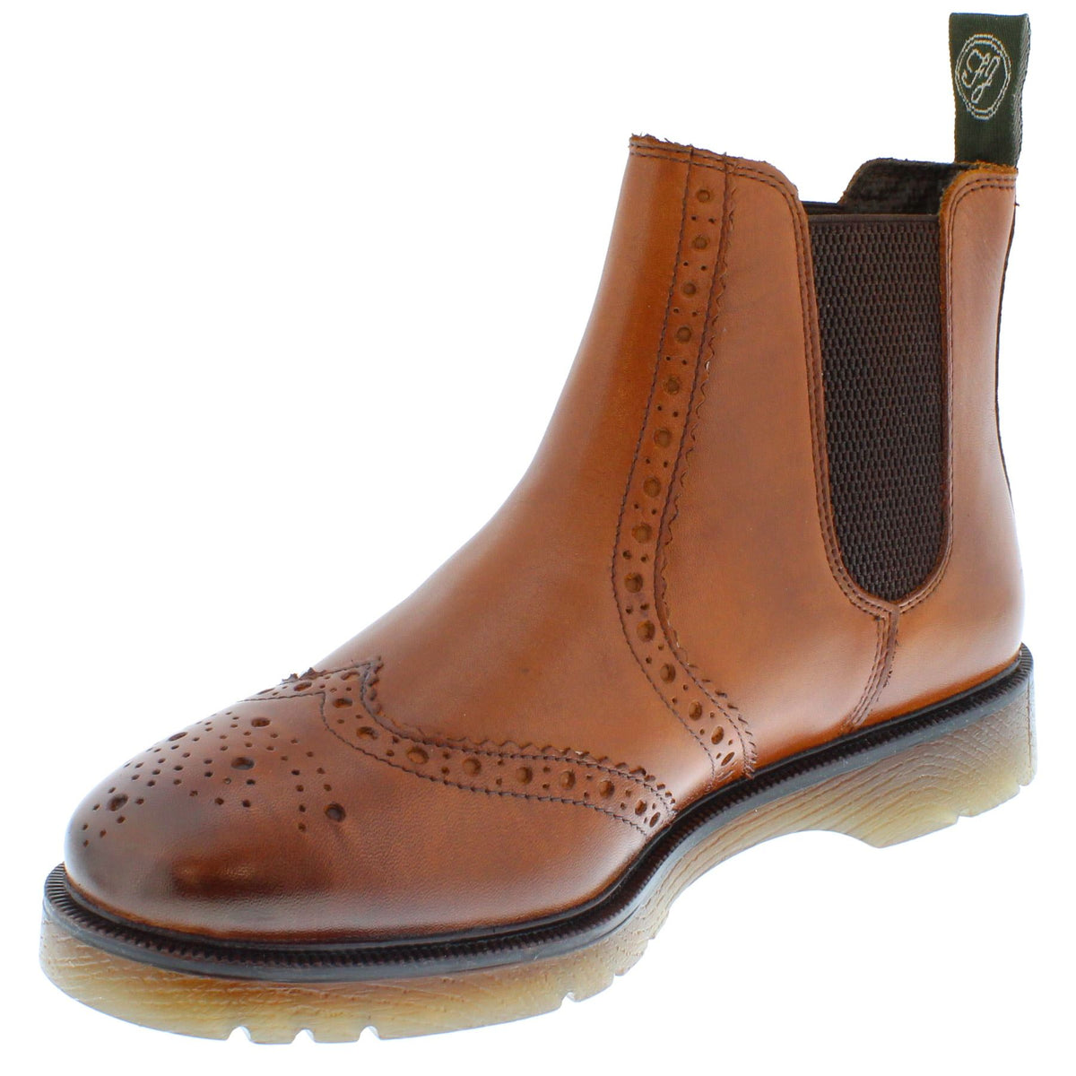 Frank James Warkton Men's Leather Pull On Brogue Chelsea Boots