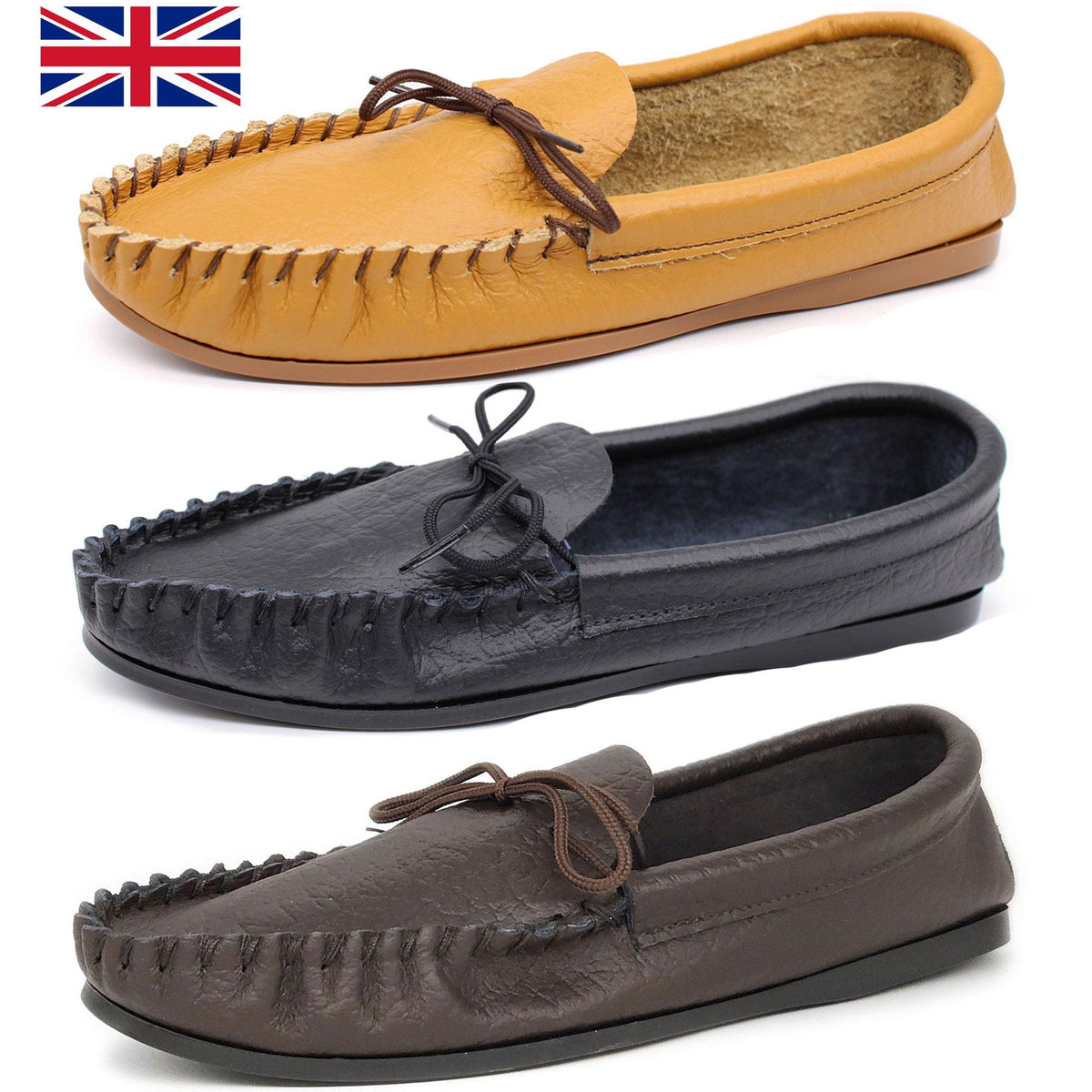 Coopers Moccasin Traditional Mens Leather Outdoor Slippers