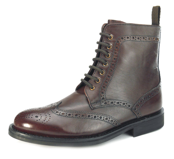 Frank James Benchgrade Cotswold Leather Welted Lace Up Brogue Dealer Boots