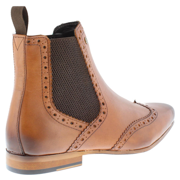 HX London Harlow Men's Leather Pointed Brogue Chelsea Boots