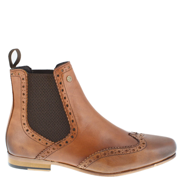 HX London Harlow Men's Leather Pointed Brogue Chelsea Boots