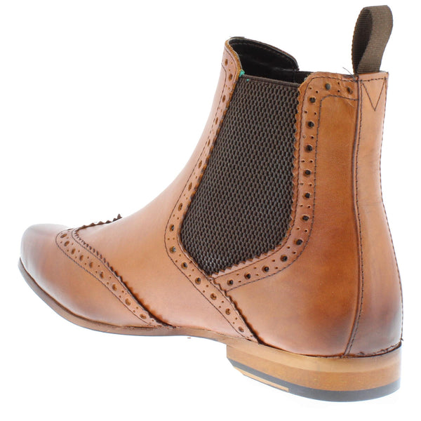 HX London Harlow Men's Leather Pointed Brogue Chelsea Boots