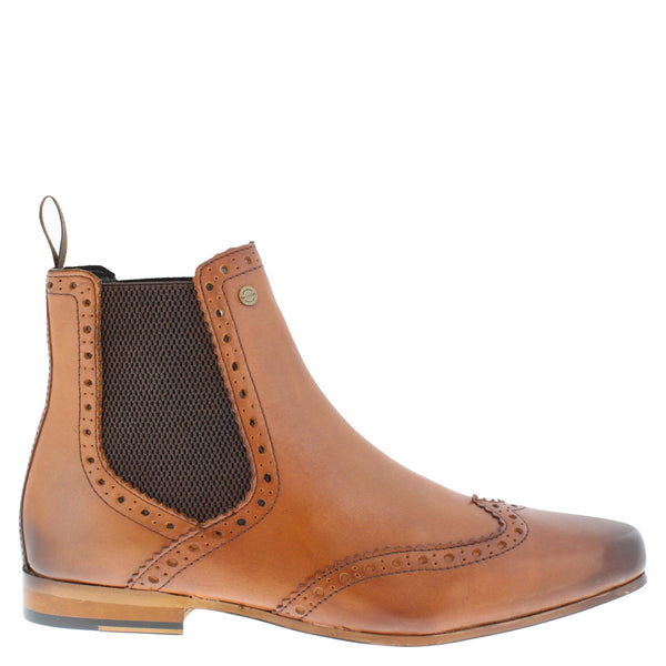 HX London Harlow Men's Leather Pointed Brogue Chelsea Boots
