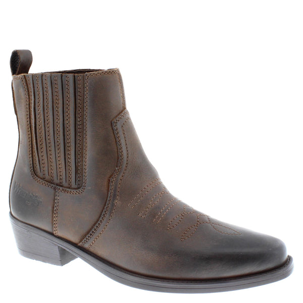 Wrangler Tex Mid Men's Leather Pull On Cowboy Chelsea Boots