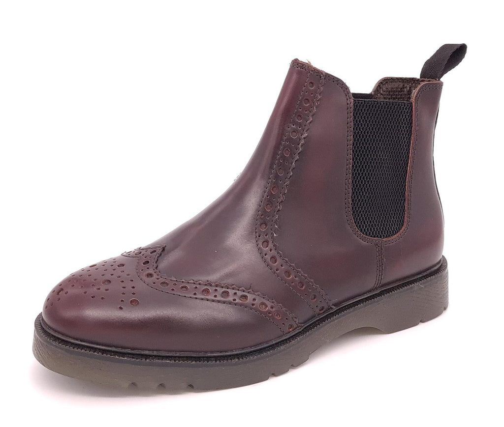 Frank James Warkton Men's Leather Pull On Brogue Chelsea Boots