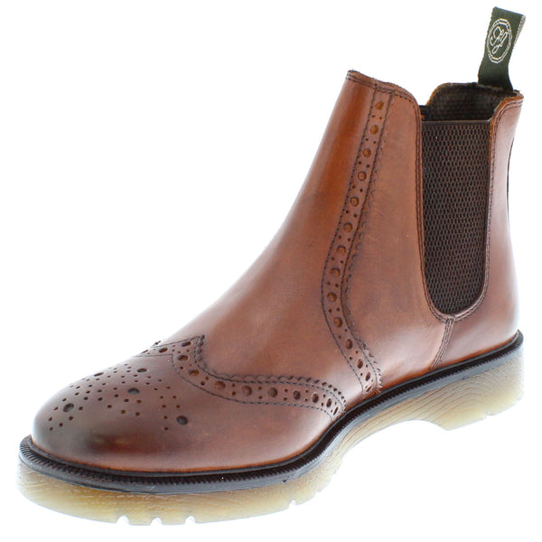 Frank James Warkton Men's Leather Pull On Brogue Chelsea Boots