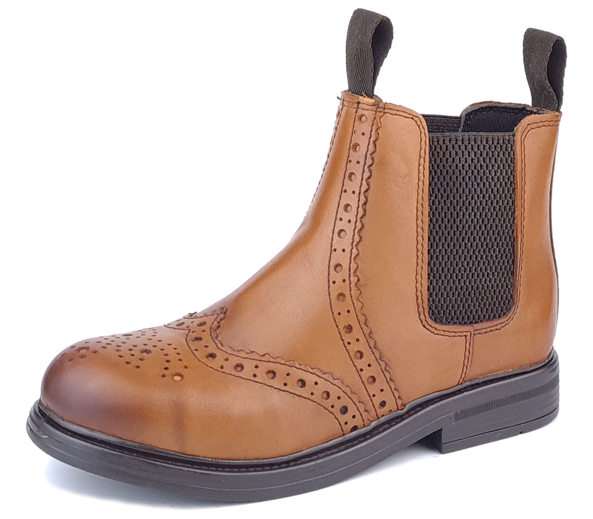 Frank James Wrexham Kids Leather Pull On Brogue Chelsea Boots