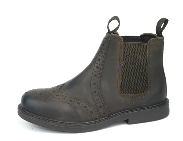 Frank James Cheltenham Kids' Leather Brogue Chelsea Jodphur Boots