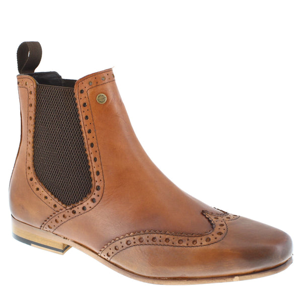 HX London Harlow Men's Leather Pointed Brogue Chelsea Boots