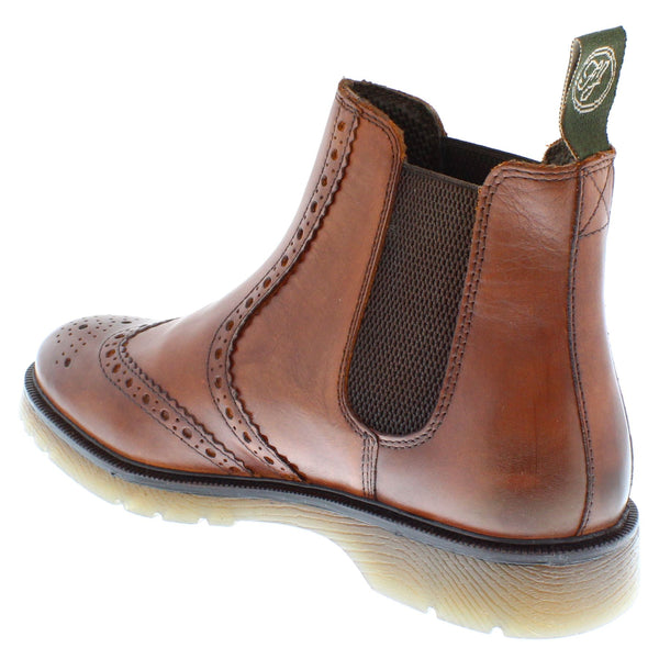 Frank James Warkton Men's Leather Pull On Brogue Chelsea Boots