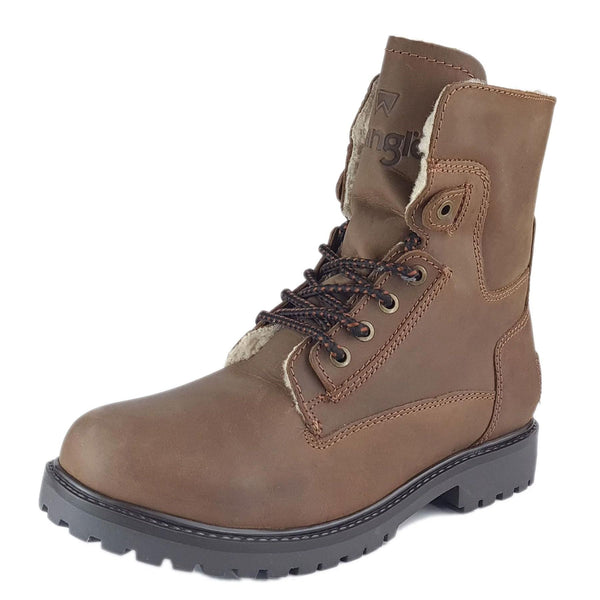 Wrangler Aviator Men's Leather Hi Leg Fleeced Lined Lace Up Boots