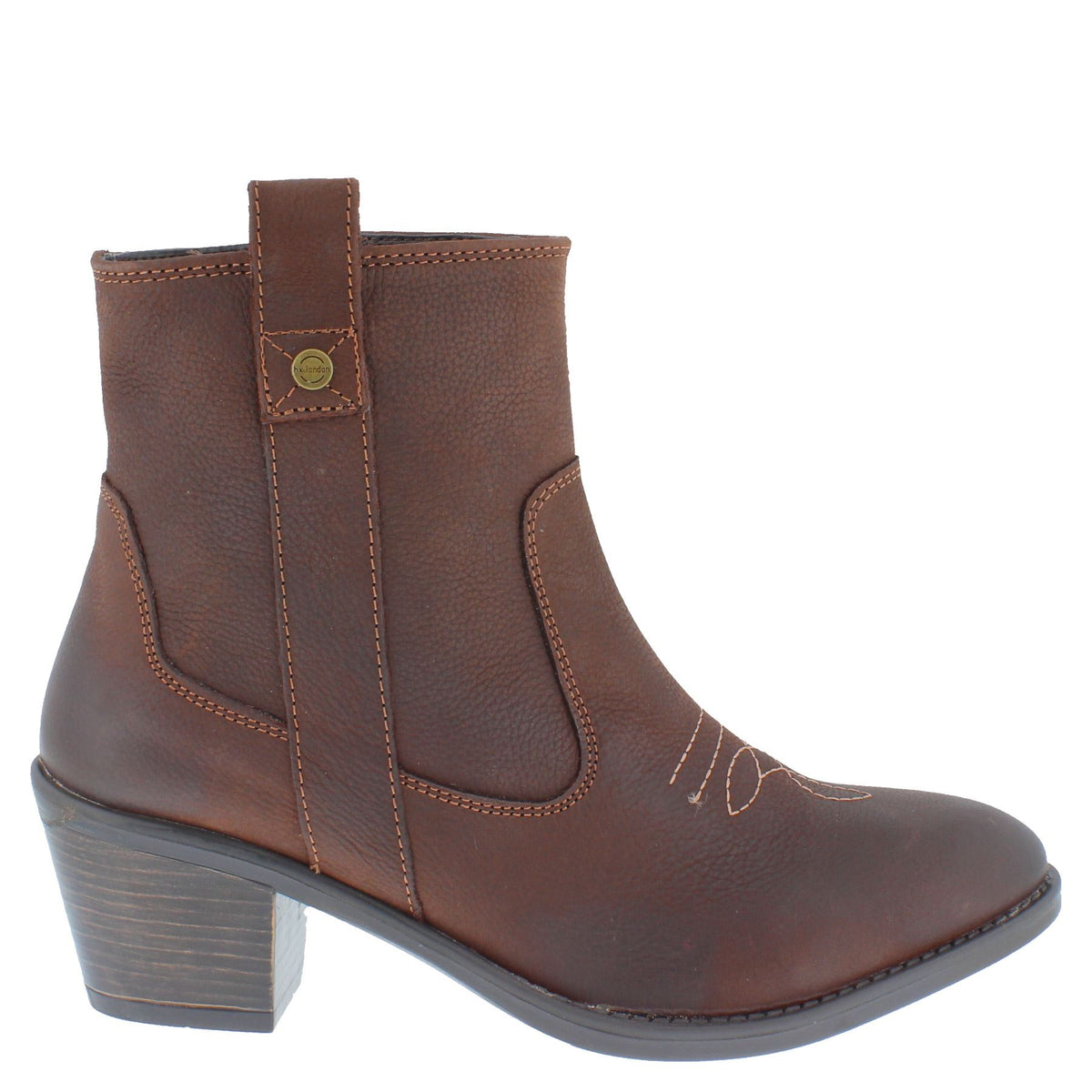 HX London Dakota Women's Leather Ankle Cowboy Boots