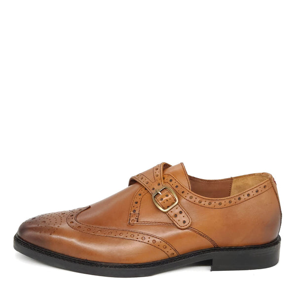 HX London Barnet Monk Strap Brogue Leather Shoes