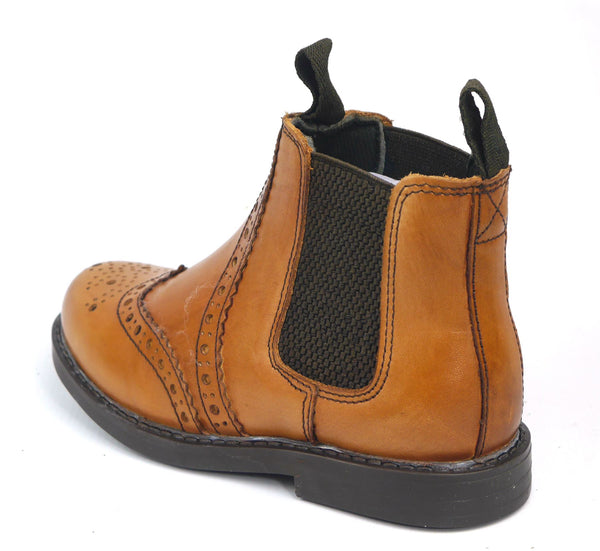 Frank James Cheltenham Kids' Leather Brogue Chelsea Jodphur Boots