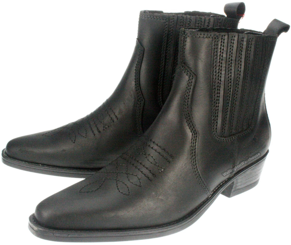 Wrangler Tex Mid Men's Leather Pull On Cowboy Chelsea Boots
