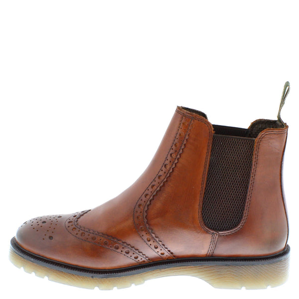 Frank James Warkton Men's Leather Pull On Brogue Chelsea Boots