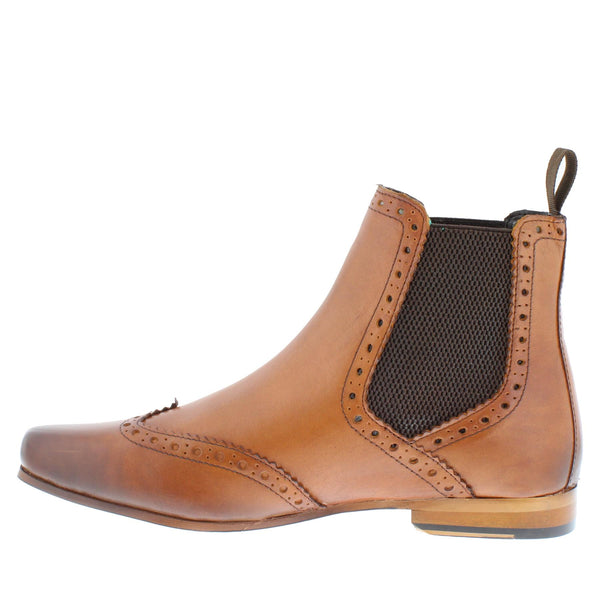 HX London Harlow Men's Leather Pointed Brogue Chelsea Boots